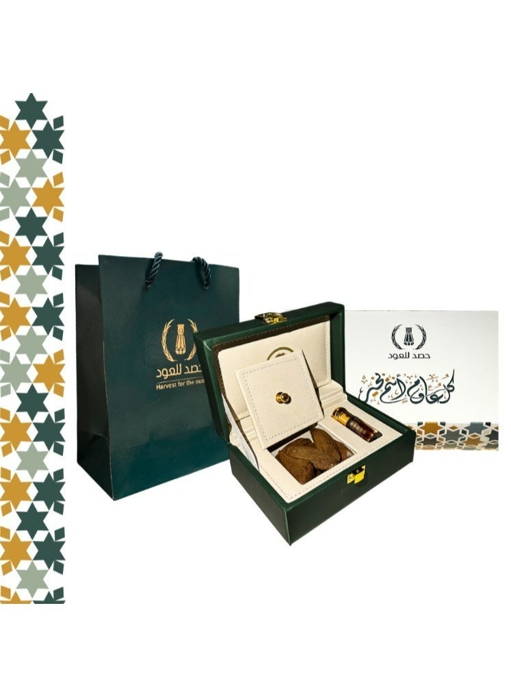 HASD-OUD Ramadan Gift Box Set, featuring the Saudi Arabian logo: one ounce of Maroki oud + a quarter tola of premium blended perfume - Image 1